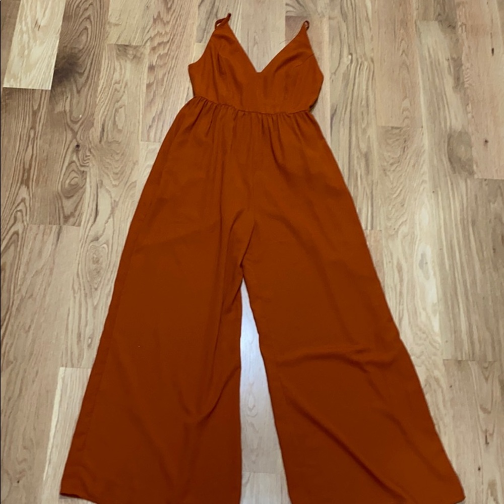 Cozy Casual Maxi Jumpsuit - Burnt orange